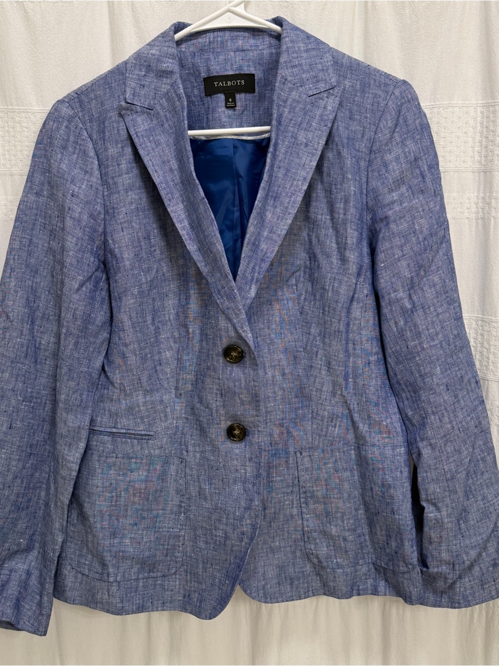 Talbots 100% Linen Blazer Blue Women’s 8 Office Workwear Lightweight
